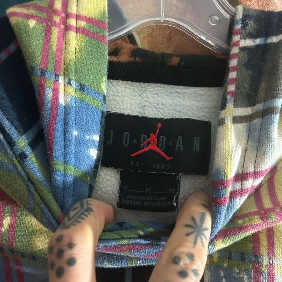 Air Jordan Essential Blue Green Plaid Holiday Hoodie DV1578-333 Men’s Size M - Picture 6 of 14